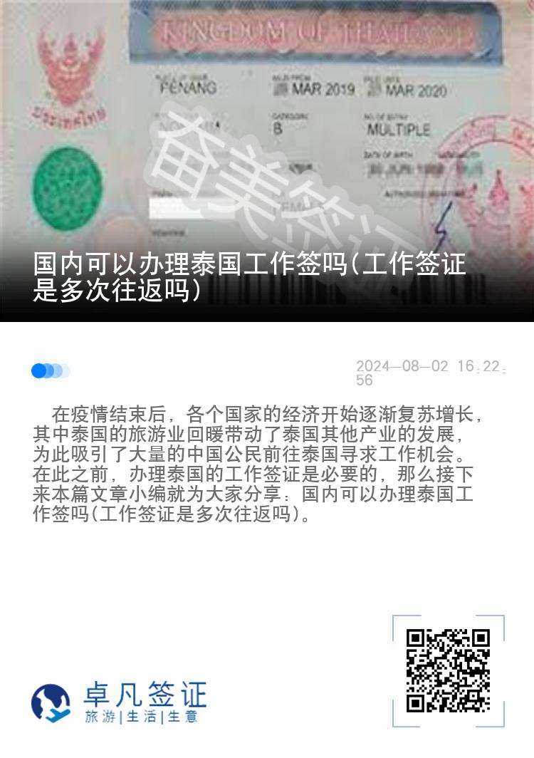 国内可以办理泰国工作签吗(工作签证是多次往返吗)